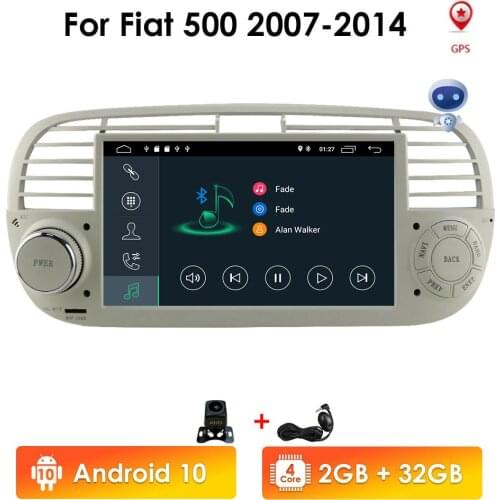 DSP IPS Android 10 Touch Monitor Car Audio System Multimedia for For FIAT 500 GPS Navigation wifi 4g lte obd dvr rds fm am radio
