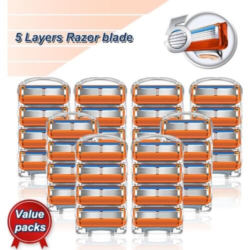 Manual Shaving Razor Blades 5 Layers Stainless Steel Replacement Heads Fit Gillette Fusion Straight Cassettes For Men