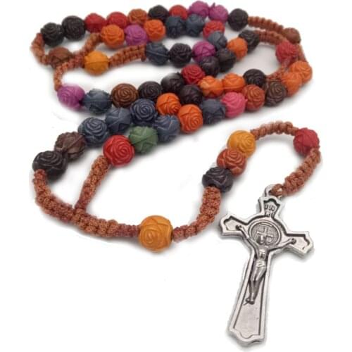 New Christian Catholic Cross Virgin Holy Christ Handmade Pendant Necklace For Women Men Rosary Necklace Prayer Beaded Jewelry
