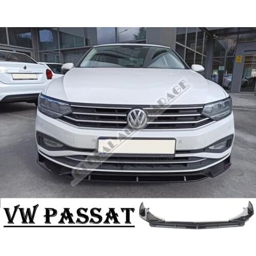 For VOLKSWAGEN PASSAT Front Bumper Attachment Lip 2005-2020 Piano Glossy Black Splitter Diffuser Universal Spoiler Bumper