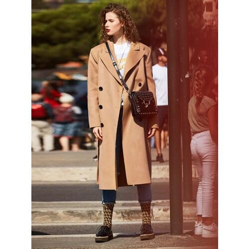 Hepburn Style High End Double Faced Cashmere Overcoat Womens Mid Long 2021 New Foreign Style 100% Pure Wool Overcoat