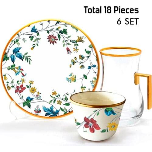 Porto Flowers Porcelain Cup and Tea Cup and Saucer Set of 6 Top Grade European Porcelain Creative Design Unique Luxury Afternoon Tea and Coffee Cup is a Set of 18 Pieces