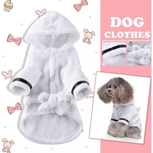 Fleece Pet Bathrob Dog Pajamas Sleeping Clothes Soft Absorbing Gown Pet Bath Drying Towel Puppy Night Robe Cats Pet Accessories