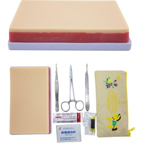 Silicone Human Skin Suture Training Model Kits 3 Skin Layers Reusable 4.13'' x 7.08'' Suture Pad Education Use Only Y4QD