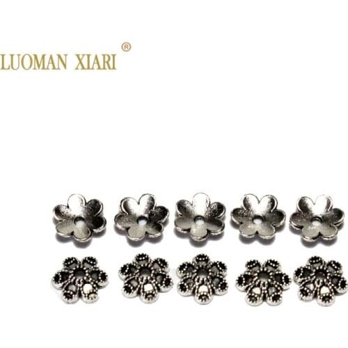 Wholesale Silvery 6 Petals Flower Bead Caps Jewelry Findings DIY Bracelet Necklace Accessories For Jewelry Making 10 mm