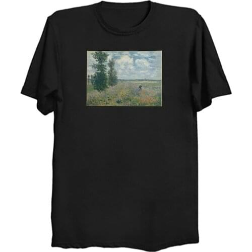 Monet Art Oil Painting T Shirt Men Summer Fashion Harajuku Kawaii Aesthetic Printed Short Sleeve O Neck Tee Male Shirt