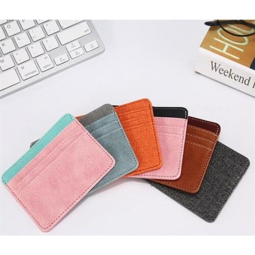 Pu Leather ID Card Holder Candy Color Bank Credit Card Box Multi Slot Slim Card Case Wallet Women Men Business Card Cover