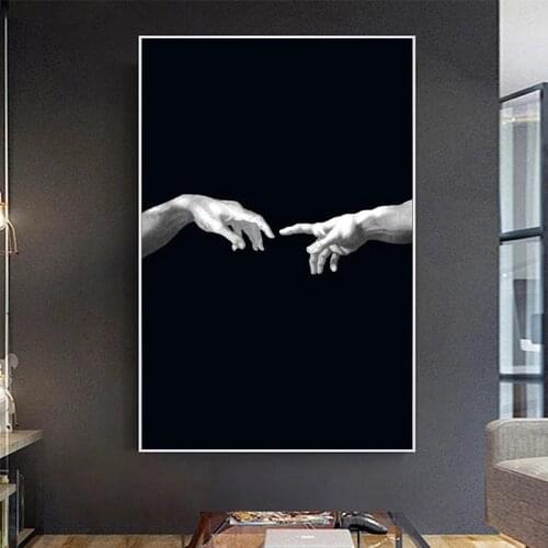 Black and White Hand To Hand Canvas Wall Art Poster Pictures Paintings on the Printings Posters Classical Cuadros Room Decor