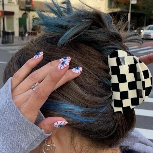 Exquisite Mutiple Vintage Acetate Checkerboard Hair Claws korean Elegant women Plaid Shark clips Ins Barrette Hair Accessories