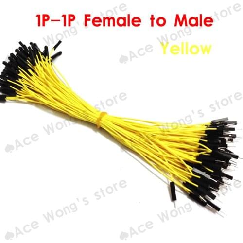 Free Drop shipping 100pcs/lot New 1p to 1p 20cm yellow male to female jumper wire Dupont cable
