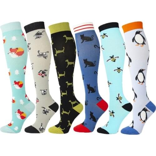Compression Stockings 6 Pairs Per Set Female Knee High Running Sports Sock Women Men Sock