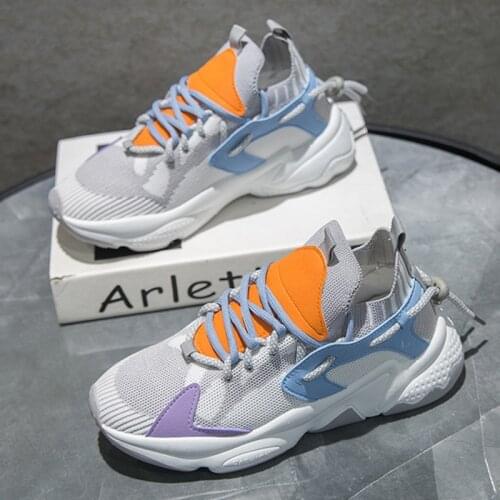 Fashion Women Sneakers Female Summer Mix-ed Color Women Vulcanized Shoes Lace-up Mesh Running Shoes Trainers Walking Flats Shoes