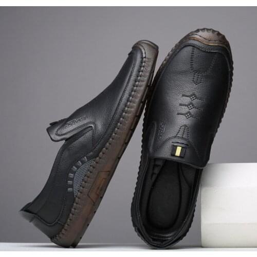 New High Quality Soft Cow Leather Mens Shoes Man Brown Business Dress Shoes Classic Round toe Moccasins Zapatos Hombre