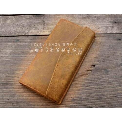 Mens Vintage Italian Genuine Leather Bifold Card Holder Wallet Long Purse