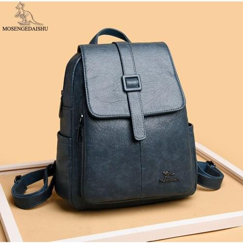 Letter Solid Color Multifunctional Backpack Casual Designer Ladies Shoulder Bag High Quality Leather Travel Bags Female Mochila