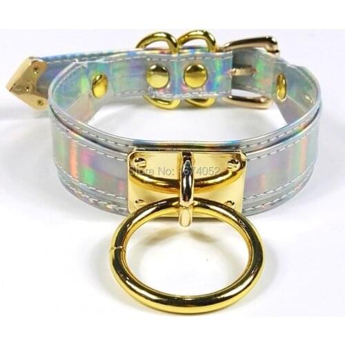 Cool Designed Hoop Your Heart Gold 100% Handmade Holographic Choker Punk Gothic Layer Necklace