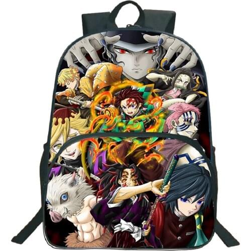 Hot Anime Backpack Demon Slayer Kimetsuno Yaiba School Bag For Student Cosplay Bookbag Mochila Boys Girls 16 Inch Travel Bagpack