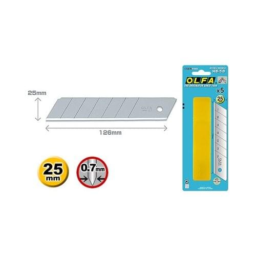 MADE IN JAPAN OLFA Blades 25mm Extra Heavy-Duty Snap-off Blades HB-5B FOR OLFA H-1 NH-1 XH-1 XH-AL HSW-1