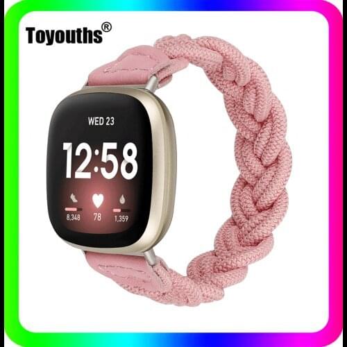 Toyouths Woven Nylon Watch Strap for Fitbit Versa 3 Elastic Solo Loop Band Womens Braided Sport Wristband for Fitbit Sense Bands