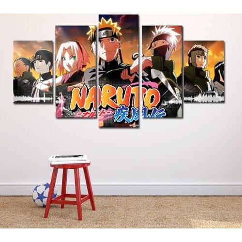 Japanese Anime Naruto Print 5 Pieces Comic Canvas Painting Art Poster Home Bedroom Decoration Wall Art Cartoon Picture Cuadros