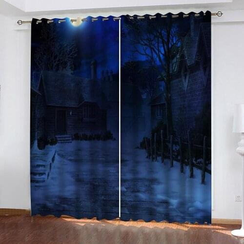 Photo Blackout Window Drapes Luxury 3D Curtains blue country curtains 3D Window Curtains For Living Room