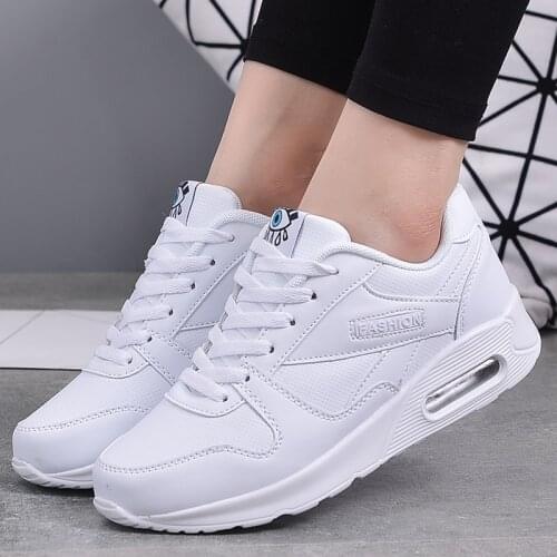 Women Trainers walking Shoes PU Leather White Fashion Sneakers 2021 Sneakers Ladies Outdoor Sport Shoes Breathable Air Cushion