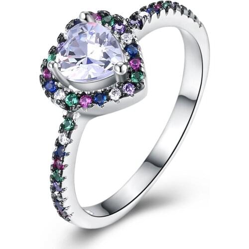 S925 Sterling Silver Fashion Trend Female Pure Silver Love Zircon Ring Created Heart Shape Jewelry for Woman Wedding