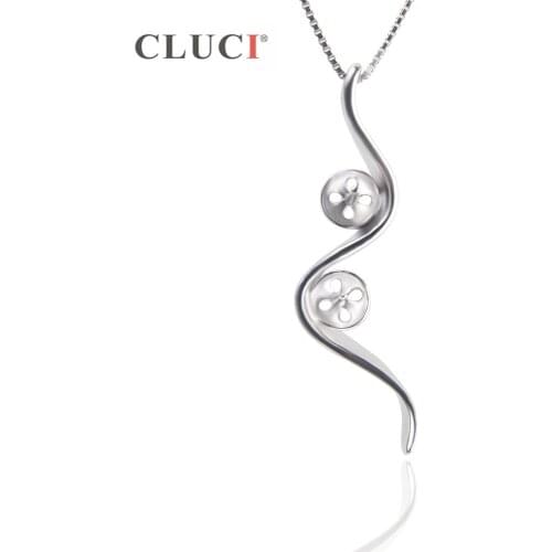CLUCI 925 Sterling Silver Flash Pendant & Necklace can stick Two Pearls For Women Pearl Pendant Jewerly ,SP326SB