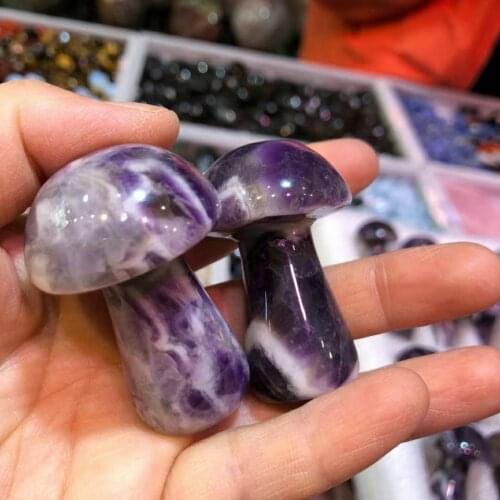 1pcs 5cm Cute Natural Amethyst Purple Quartz Mushroom Shaped Crystal Polished Stone Gift Decor Natural Quartz Crystals