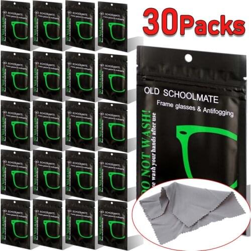 30Pack Suede Cloth Reusable Anti Fog Glasses cloth Wipes Eyeglasses Pre-moistened Lens Defogger Wiping Eyeglass Cloth 30pcs