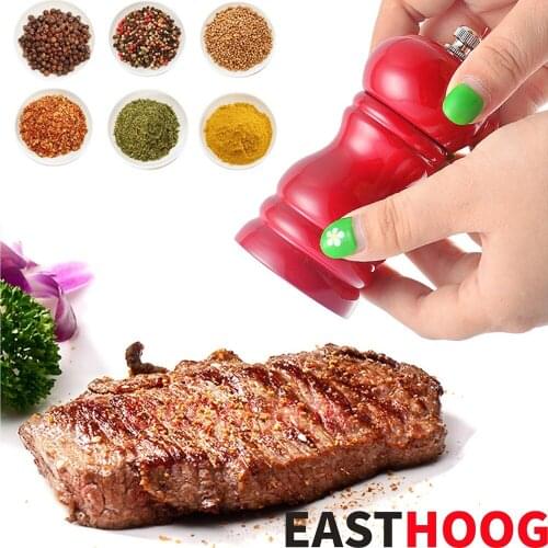 4" Solid Wood Salt Pepper Mills PU Stoving Vanish Pepper Mill with Strong Adjustable Ceramic Grinder Kitchen Tools Accessories