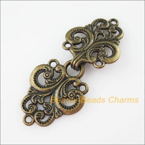 2 New Connectors Necklace Clouds Heart Flower Toggle Clasps Antiqued Bronze