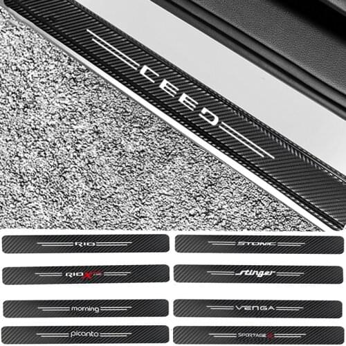 Mutips 4pcs carbon fiber car door protection sticker for kia rio x-line sportage R Stinger Venga ceed sorento picanto stonic