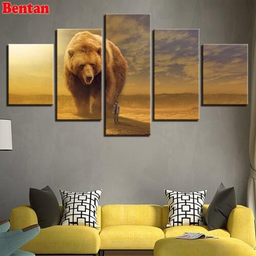 Full Square/Round Diamond Painting Brown bear 5D DIY Cross Stitch Diamond Embroidery 5 Pieces Mosaic Kit Decorations Home