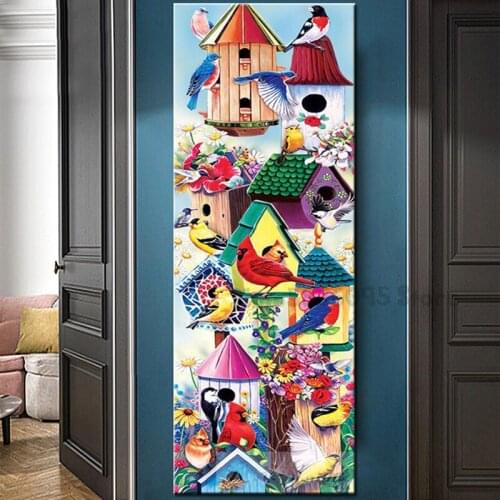 Corridor Diamond Painting Colorful birds Sweet Home Cross Stitch embroidery mosaic Full square /round diy Large Vertical TT5501
