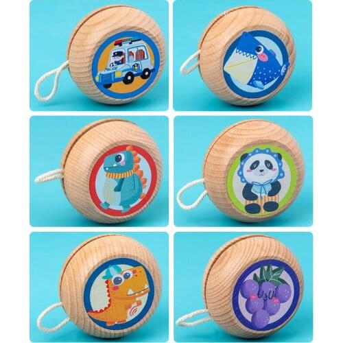 Childrens Wooden cartoon YOYO Ball 6 styles kindergarten supplies Grasping/Movement Ability Developing kids toys chinese yoyo