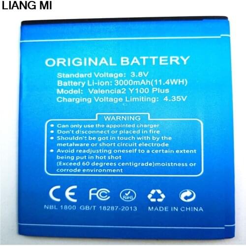 For DOOGEE Y100 Plus Battery For Doogee Valencia 2 Y100 Plus Batterie Bateria Accumulator 3000mAh with phone stander