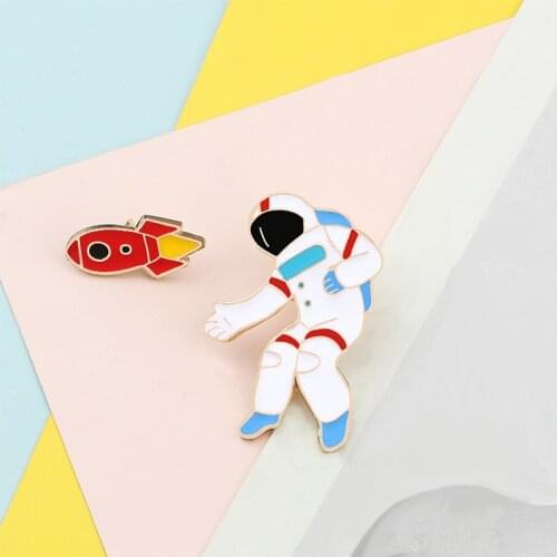 Space Enamel Pin I need my space Cup Brooch Astronaut Rocket constellation Pins Lapel Christmas Kids Gift Brooches Badge Jewelry