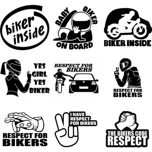 Interesting Car Stickers Respect for Bikers Sticker Funny Wrap Vinyl For Auto Door Handle Decals Body Car Accessories Decoration