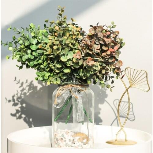 Artificial plastic plants leaves tree green eucalyptus branch for garden wedding decoration faux fake foliage christmas decor