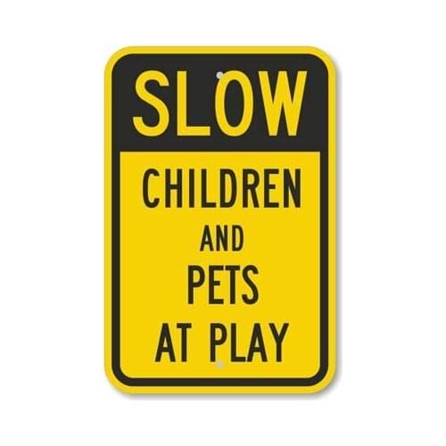 K5749EG12x8 "Slow Children And Pets At Play" Sign | 12" x 8" 3M Engineer Grade Reflective Aluminum