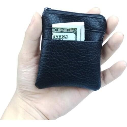 Pu Leather Card Coin Purse Women Men Small Mini Short Wallet Bags Change Zip Credit Card Holder Business Pouch Bag Carteira