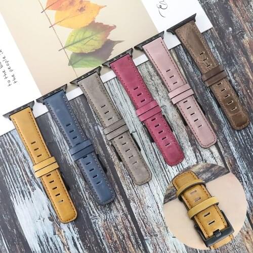 Leather Strap For Apple Watch Band 38mm 40mm 42mm 44mm leather watchband for iwatch band series SE 6 5 4 3 2 1 Sport Bracelet