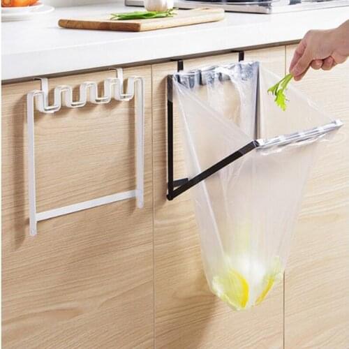 Kitchen Holders Storage Racks Foldable Garbage Bag Bracket Hook Home Organizer Cabinet Door-back Hanger Drawer Hanging Shelf