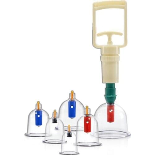 Massage gun 6 Cans Cupping Ventosa Terapia For Body Back Home Chinese Medicine Vacuum Thickening Pumping Device Health Therapy