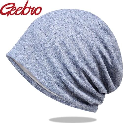 Geebro Fashion Bonnet Hat For Men Women Spring Autumn Solid Color Skullies Beanies Casual Soft Turban cap Hip Hop Beanie Gorras