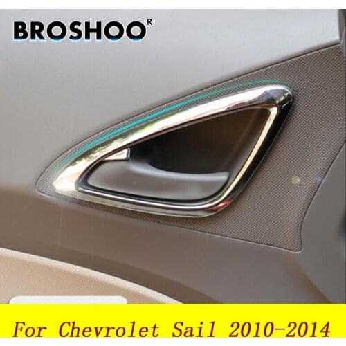 BROSHOO Car Styling For Chevrolet New Sail Inner Side Door Handle Cover Bezel Trim Styling Frame Decoration Car Sticker 4PCS/LOT