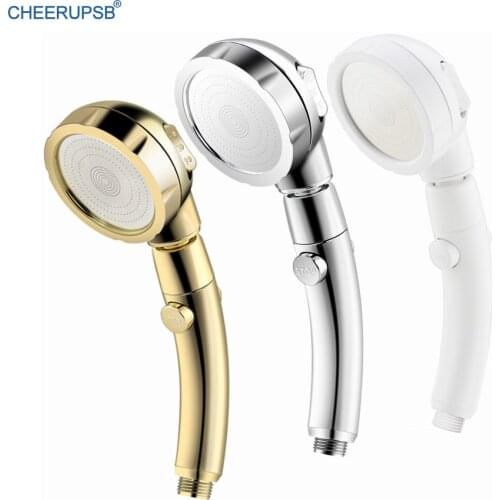 ABS Gold White Bathroom Shower Head Hand Hold Rainfall Shower Faucet Detachable Silver Shower Heads Round Rain Spray Cabezal K05