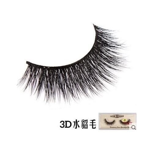 2016 New 1 pair100% handmade real mink fur long false eyelash 3D strip mink lashes thick fake faux eyelashes Makeup beauty tool