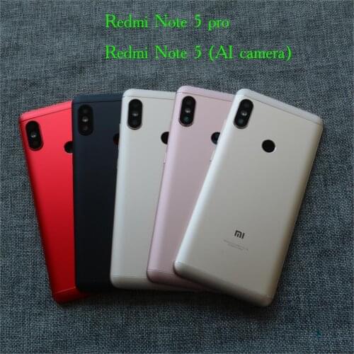 New Original Rear Back Battery door Cover bezel Housing with Power Volume Button camera lens for Xiaomi Redmi Note 5 Pro